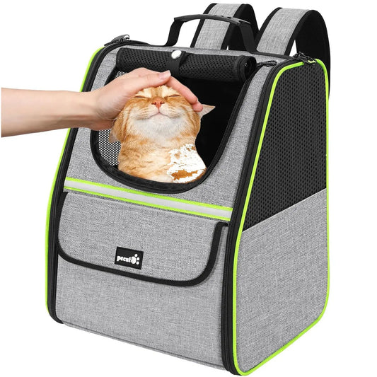 Pecute Trapezoidal Cat Backpack, Comfortable Travel, Well-Ventilated, Available in Black and Grey.