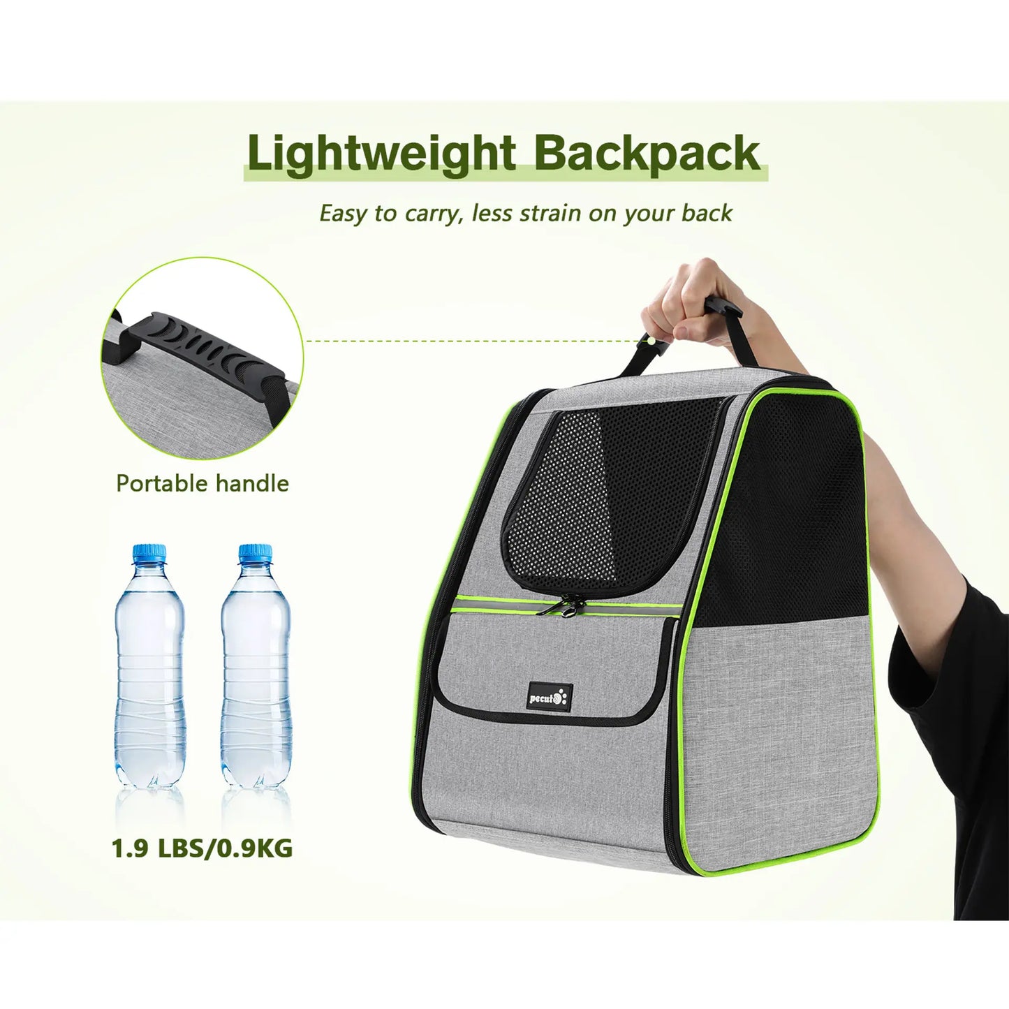 Pecute Trapezoidal Cat Backpack, Comfortable Travel, Well-Ventilated, Available in Black and Grey.