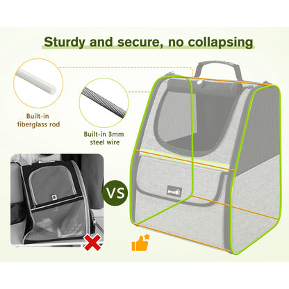 Pecute Trapezoidal Cat Backpack, Comfortable Travel, Well-Ventilated, Available in Black and Grey.