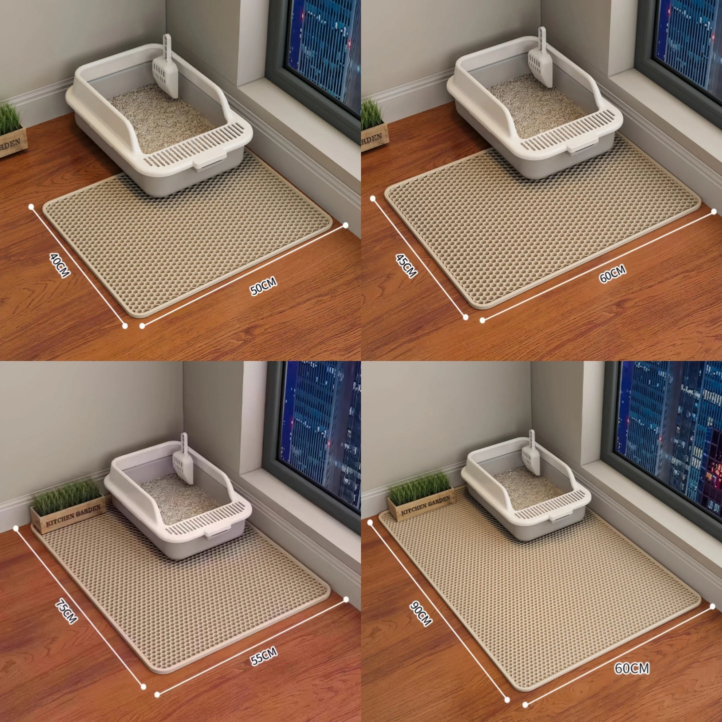 Large Size Cat Litter Mat Double Layer Waterproof Pet Litter Box Mat Non-Slip Sand Cat Pad Washable Cat Litter Mat Pet Supplies
