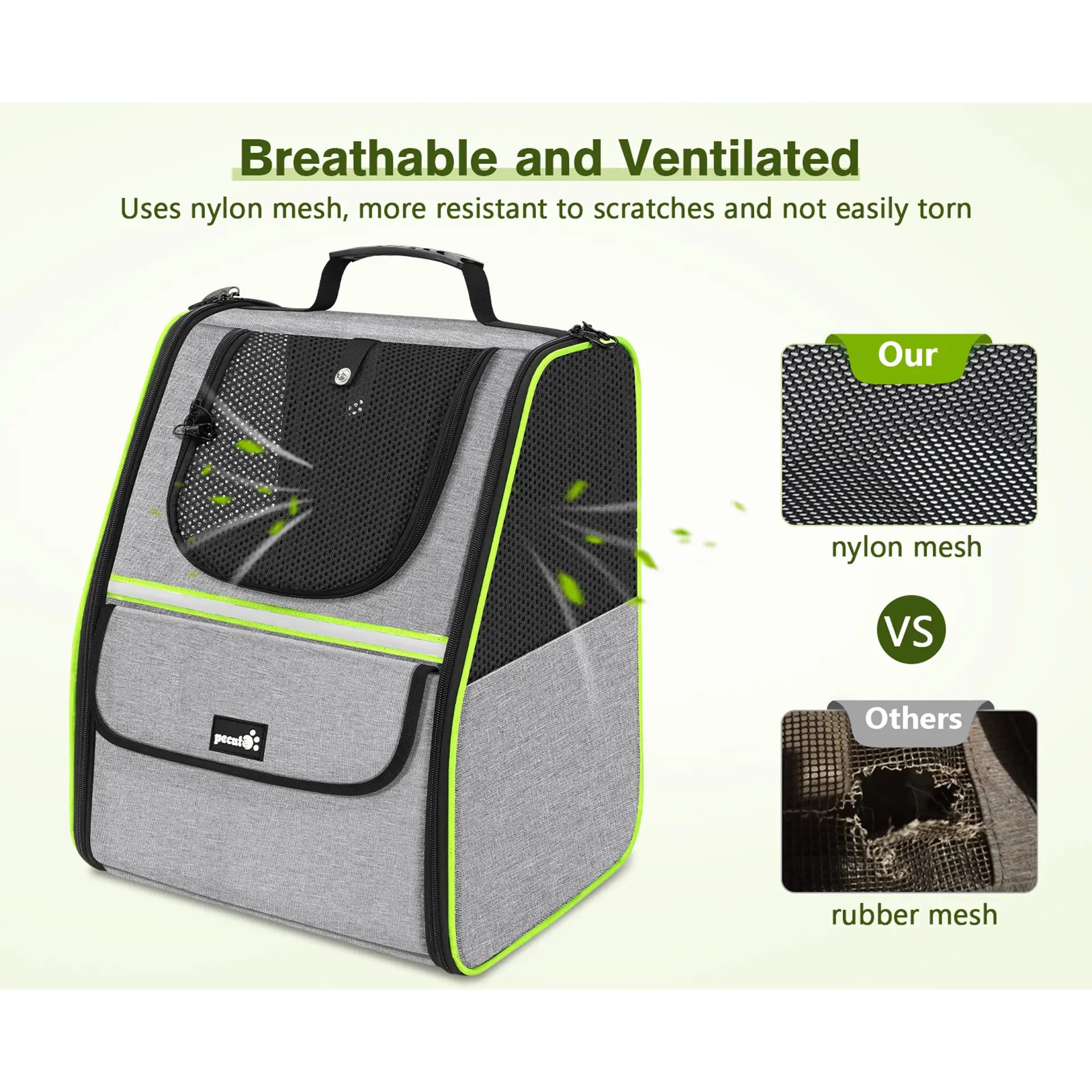 Pecute Trapezoidal Cat Backpack, Comfortable Travel, Well-Ventilated, Available in Black and Grey.