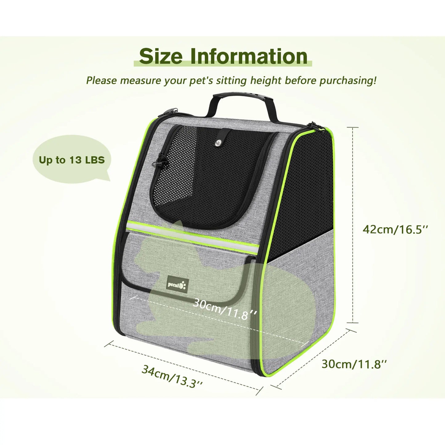 Pecute Trapezoidal Cat Backpack, Comfortable Travel, Well-Ventilated, Available in Black and Grey.